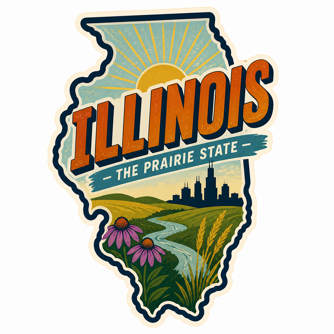 Sticker: Illinois Prairie State Shape