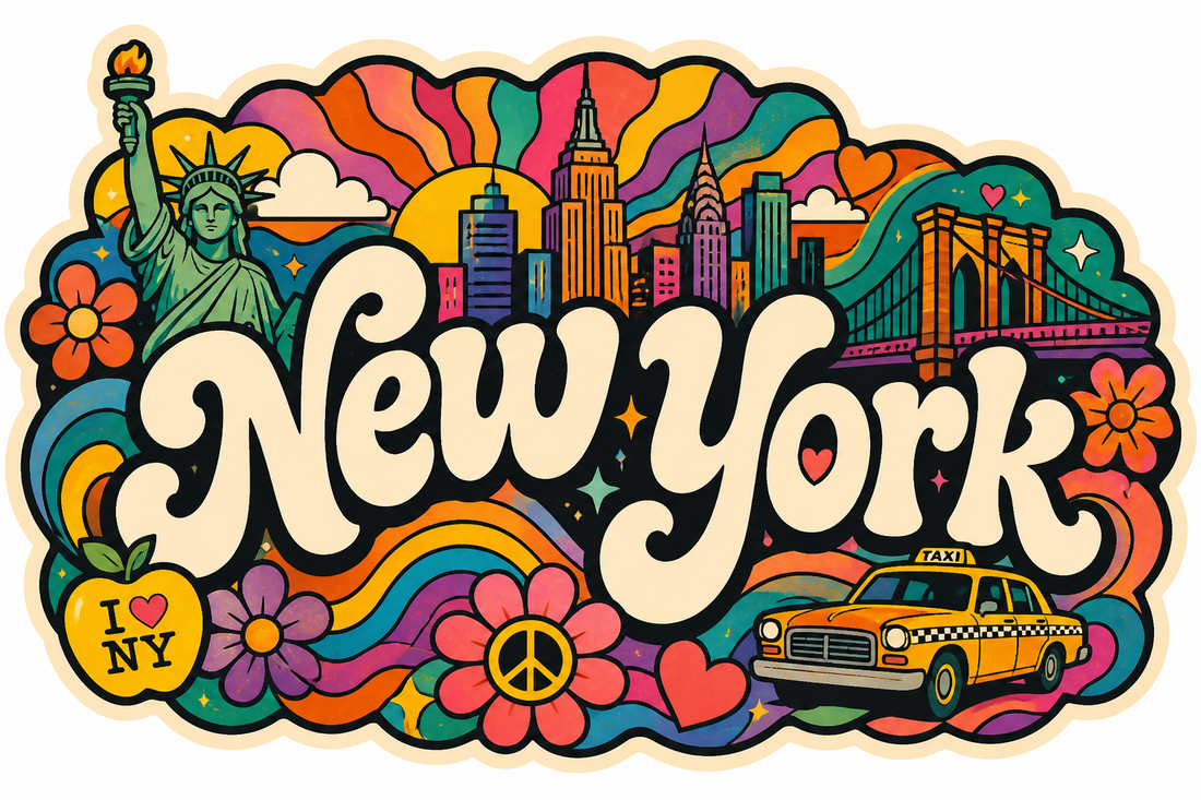 Sticker: New York Colorful Retro - Namedrop