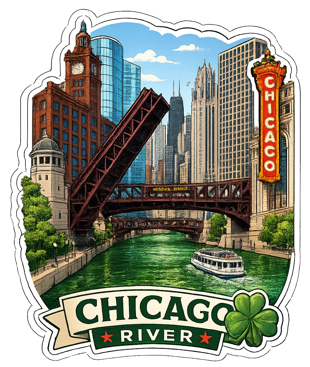 Sticker: Chicago River Skyline - Namedrop