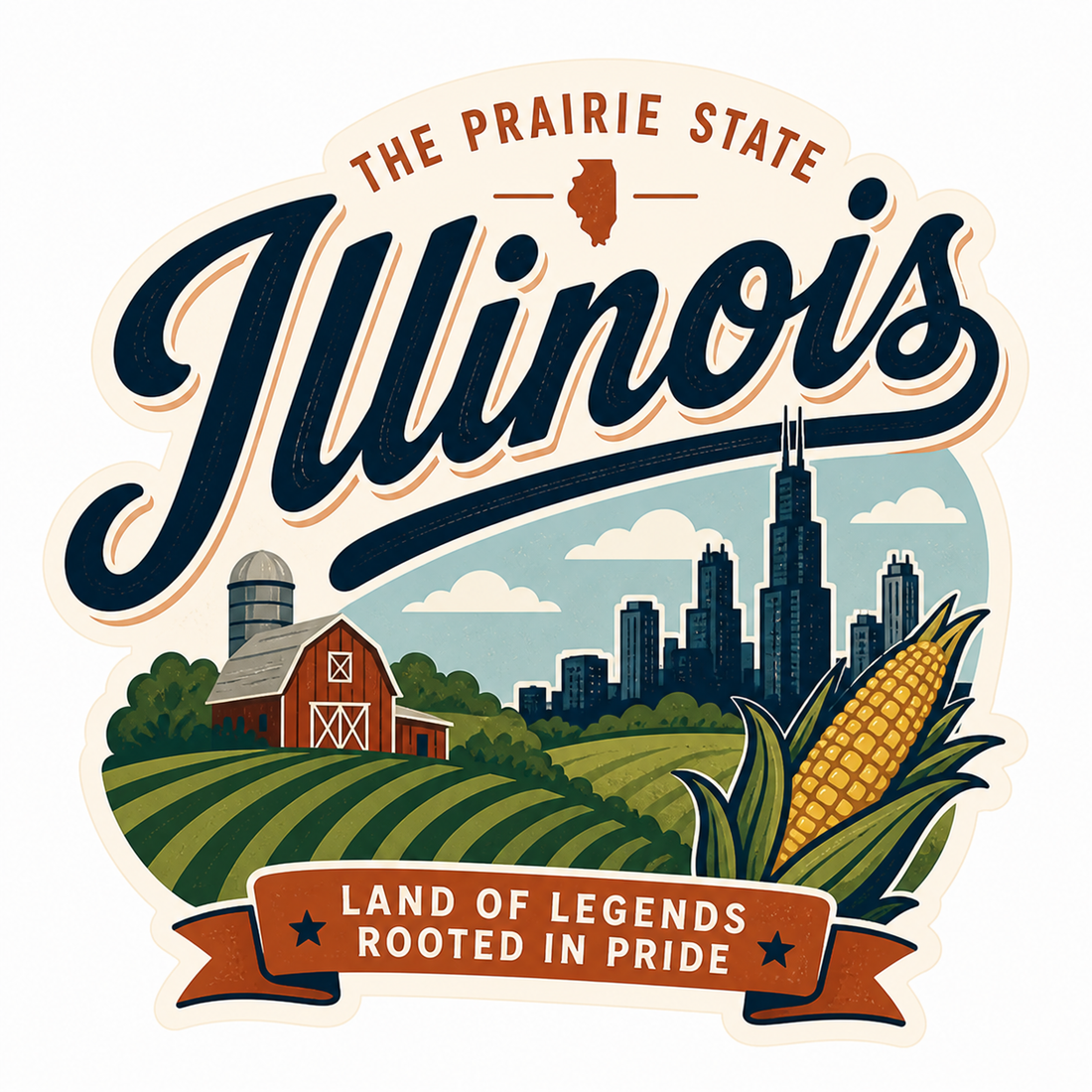 Sticker: Illinois Land of Legends Football - Namedrop