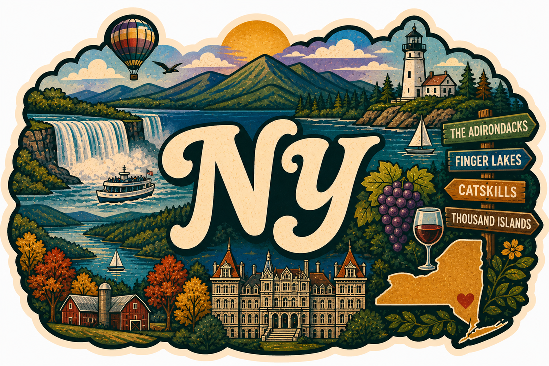 Sticker: NY State Shape Retro - Namedrop