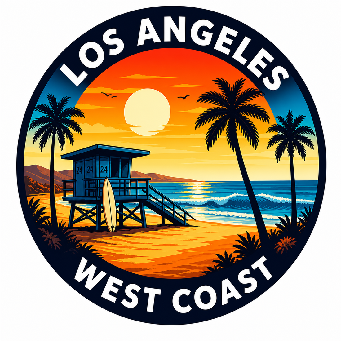 Sticker: Los Angeles West Coast Beach - Namedrop