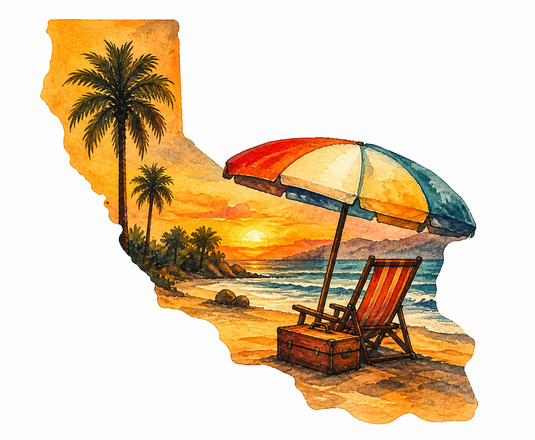 Sticker: California State Shape Beach
