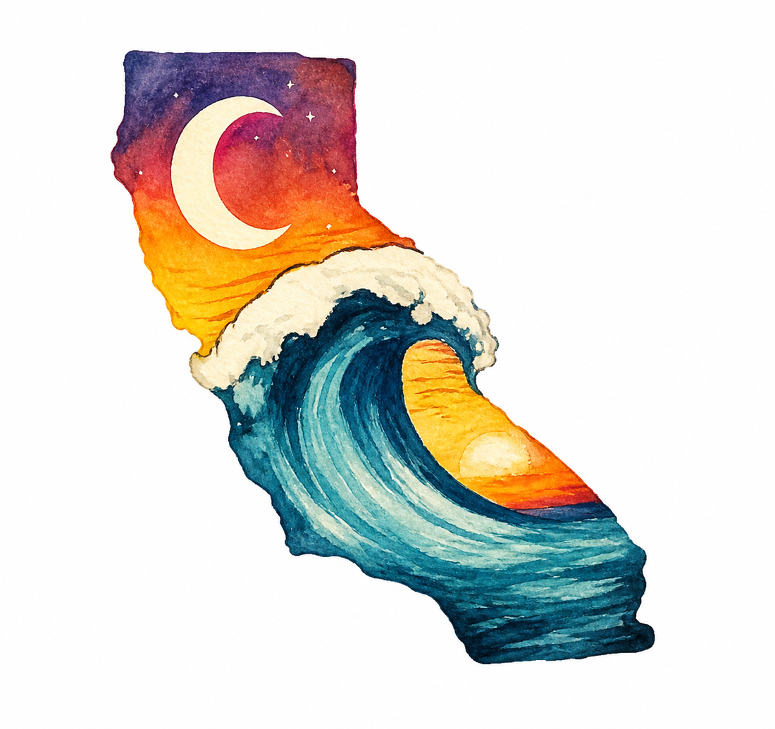 Sticker: California State Shape Wave - Namedrop