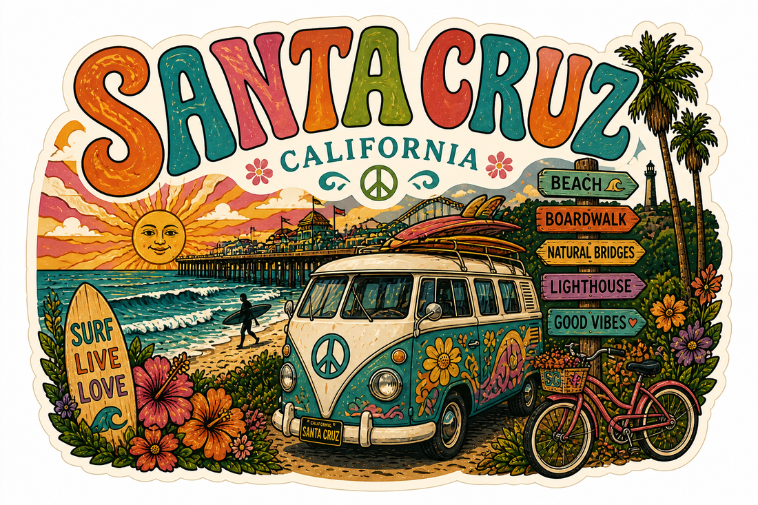 Sticker: Santa Cruz California Retro - Namedrop