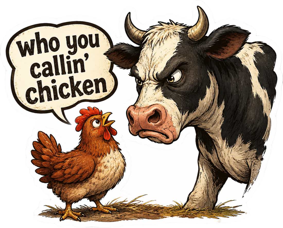 Sticker: Who you callin chicken