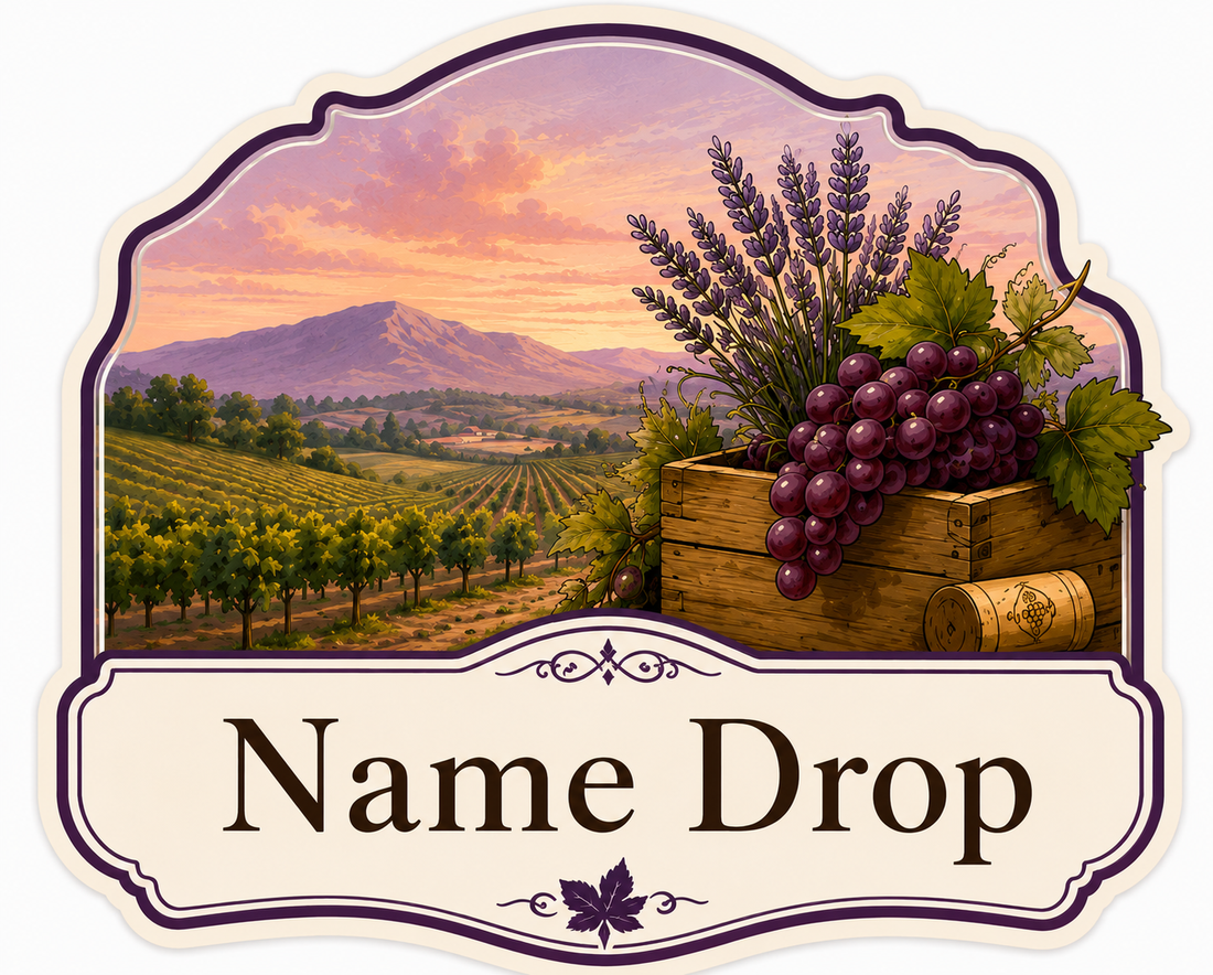 Sticker: Purple grapes and mountain - Namedrop