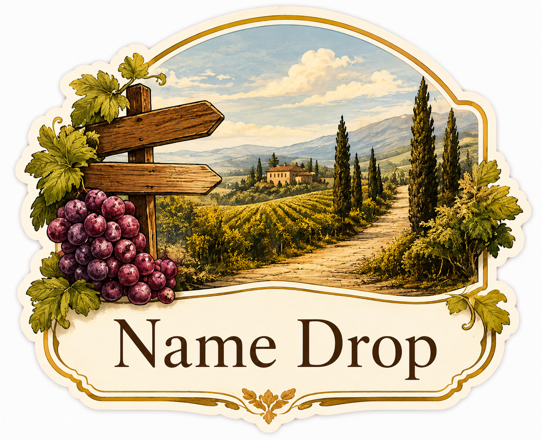 Sticker: Purple grapes and sign - Namedrop