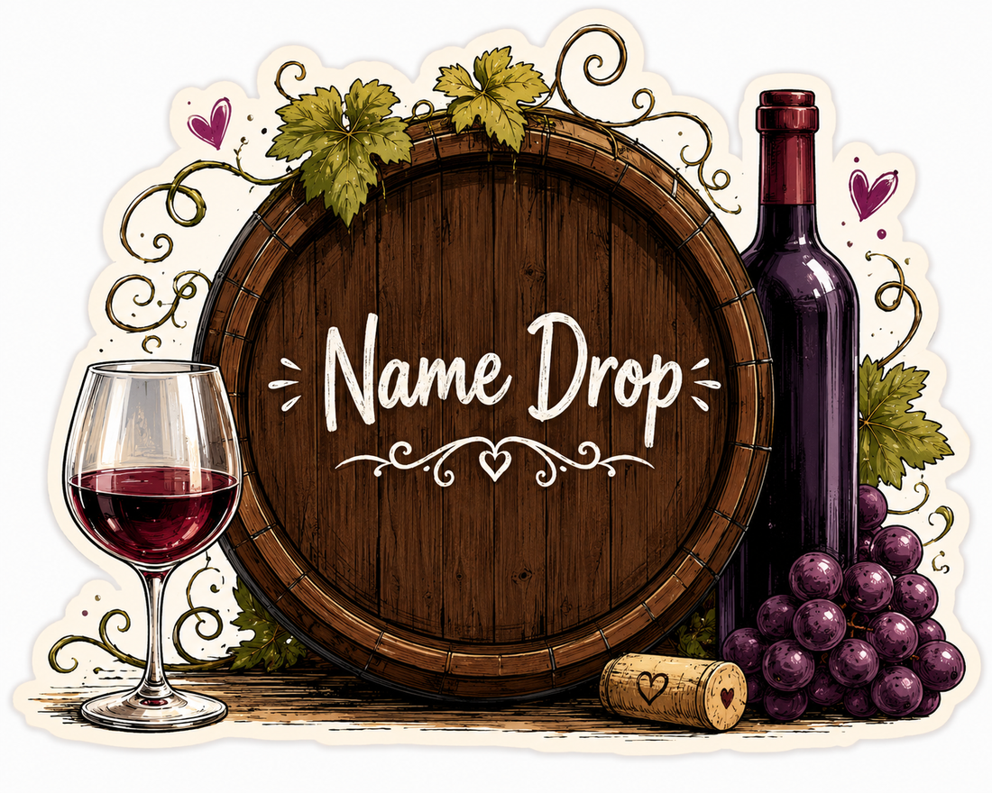 Sticker: Red wine barrel - Namedrop