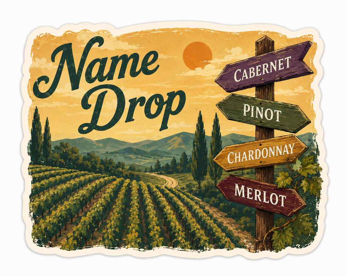Sticker: Cab Pinot Chardonnay Merlot - Namedrop