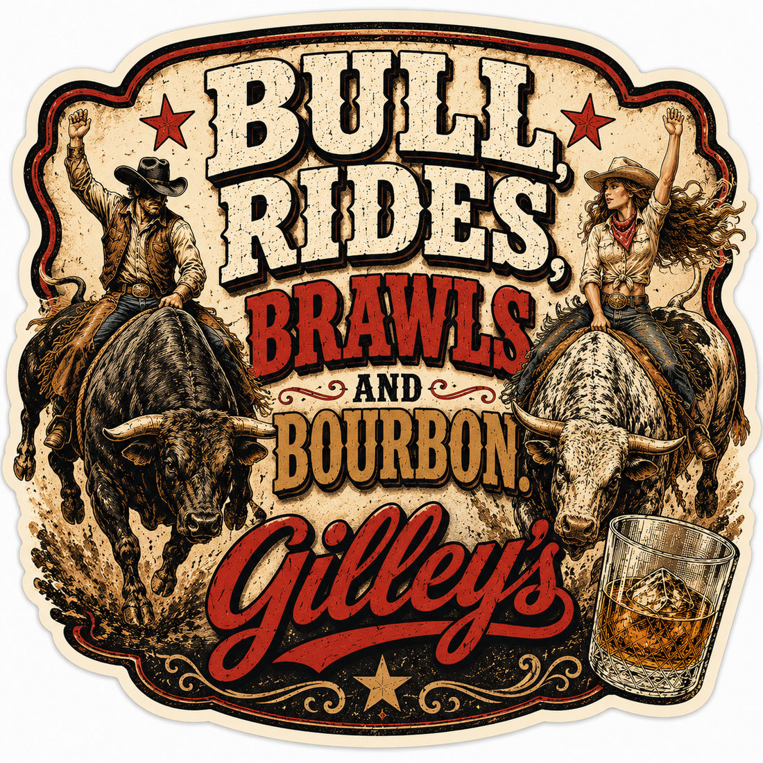 Sticker: Bull rides