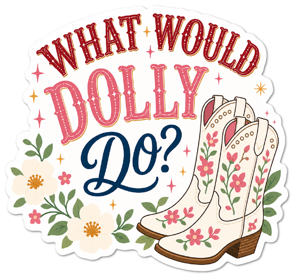 Sticker: Dolly Parton What Would Dolly Do Cowboy Boots