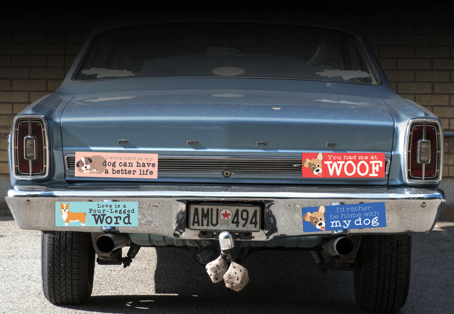 Bumper Sticker: Pets: Love is a Four-Legged Word (dogs)