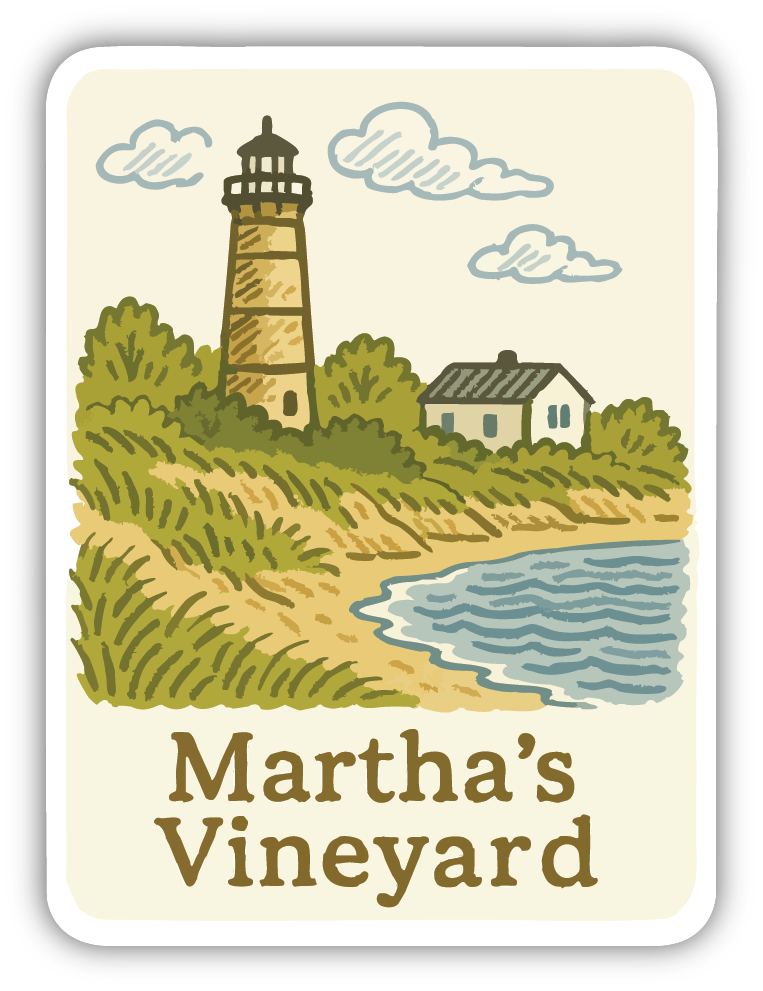 Sticker: Beach Scene with Lighthouse - Pack of 24