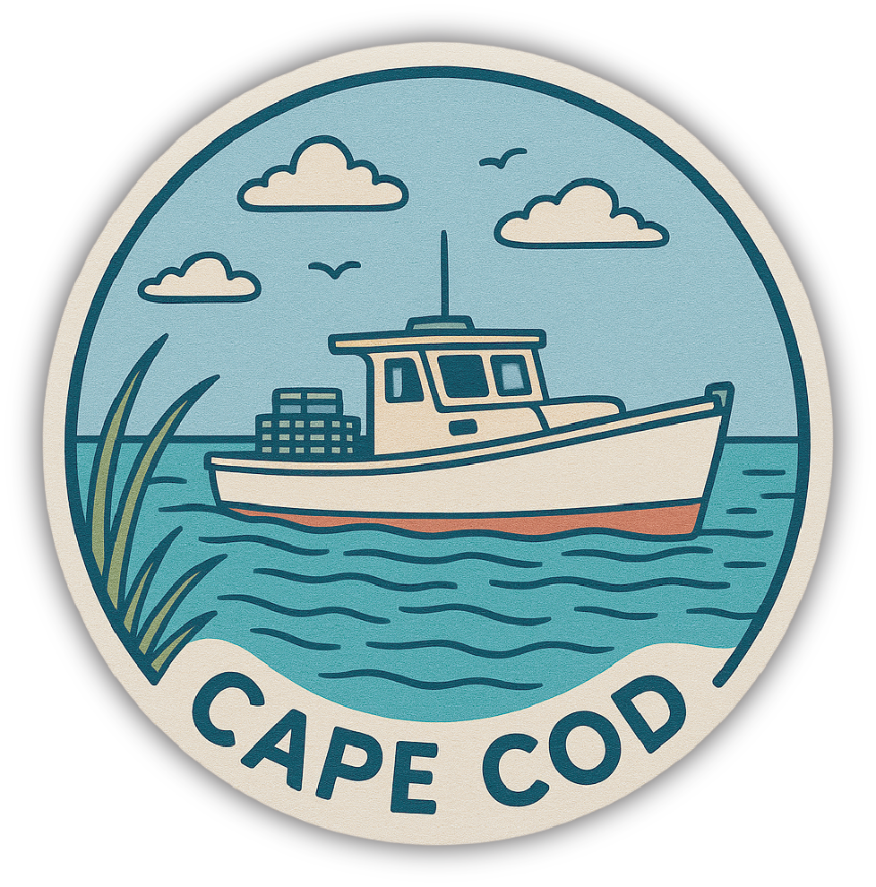 Sticker: Lobster Boat, Circle Badge - Pack of 24