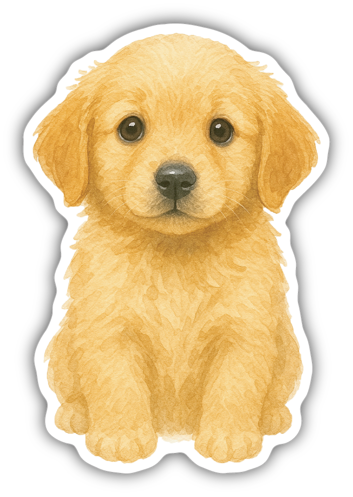 Sticker: Golden Retriever Puppy - Pack of 24
