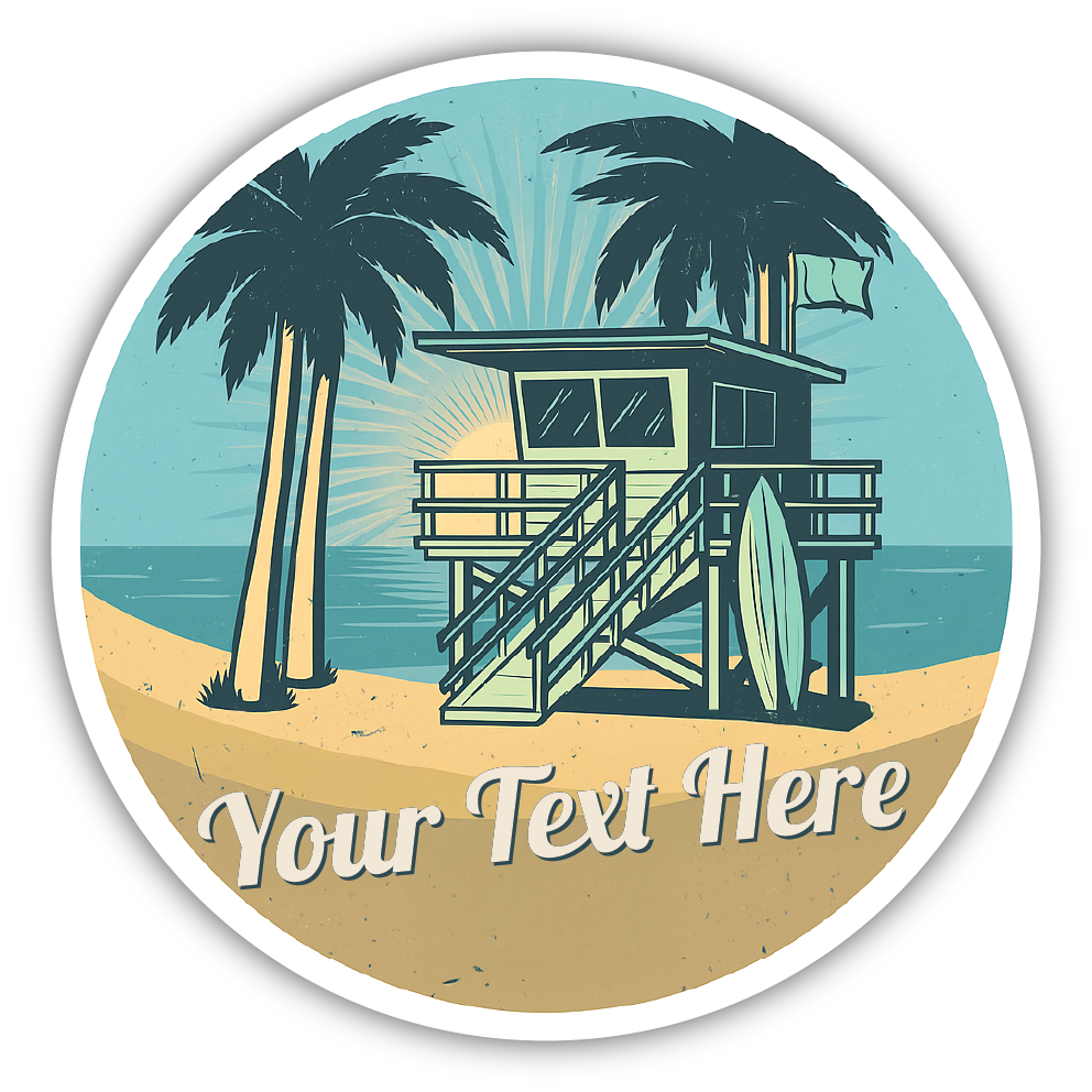 Sticker: Coastal Beach Scene - Namedrop - Pack of 24
