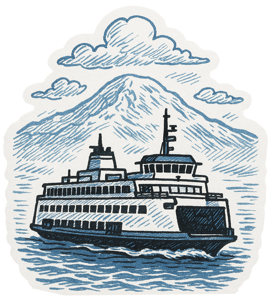 Sticker: PNW Ferry, Sketch Style - Pack of 24