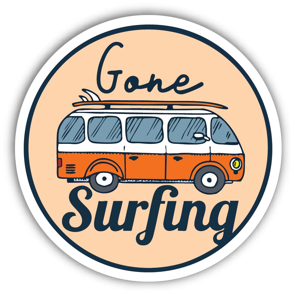 Sticker: Gone Surfing - Namedrop - Pack of 24