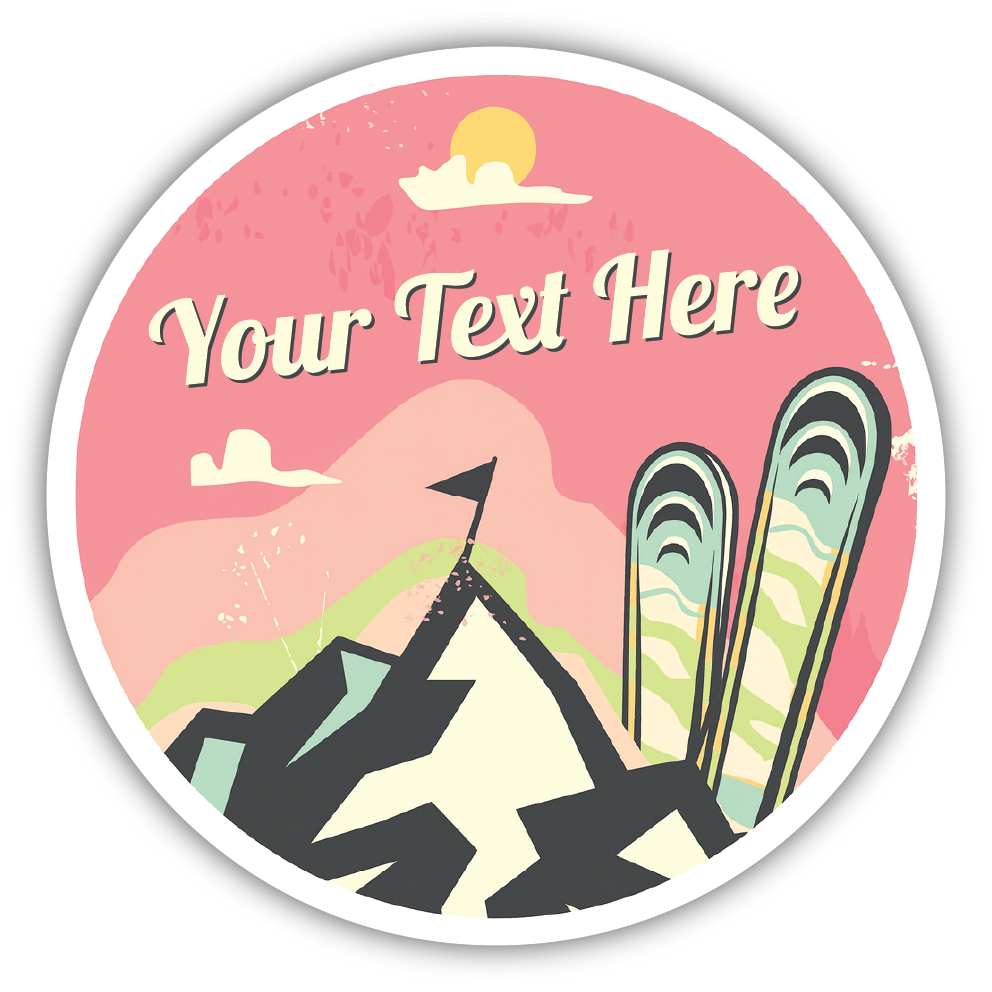 Sticker: Skis Mountain Top - Pack of 24