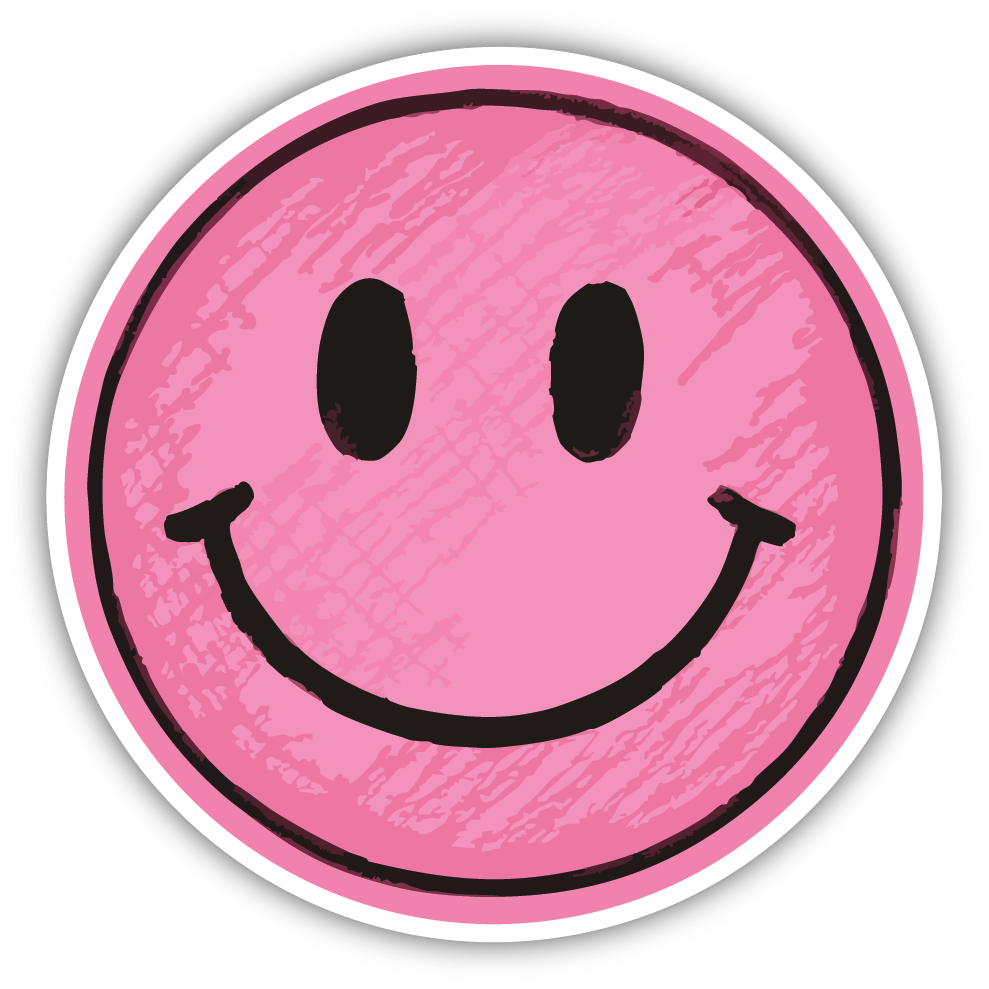 Sticker: Pink Smiley Face - Pack of 24
