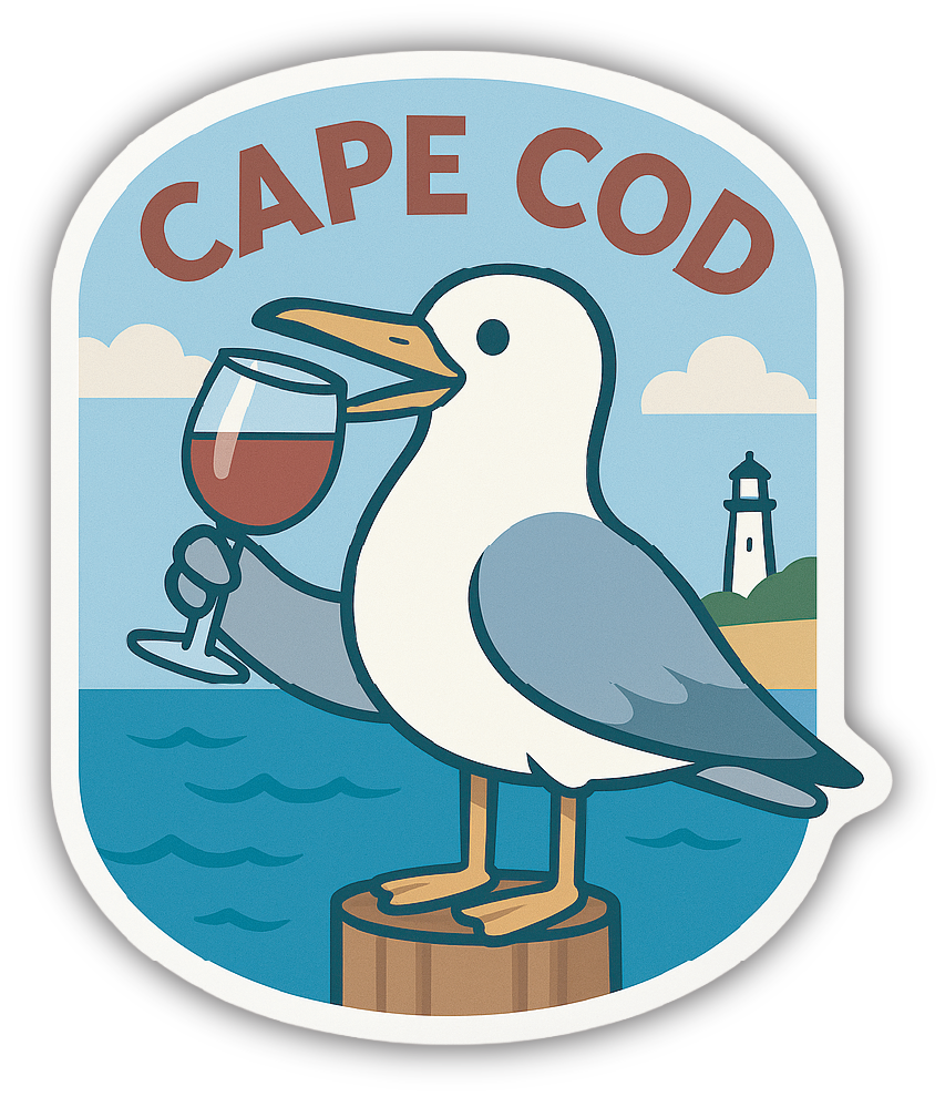 Sticker: Seagull Drinking Wine - Pack of 24