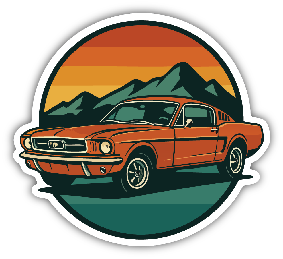 Sticker: Car Mustang - Pack of 24
