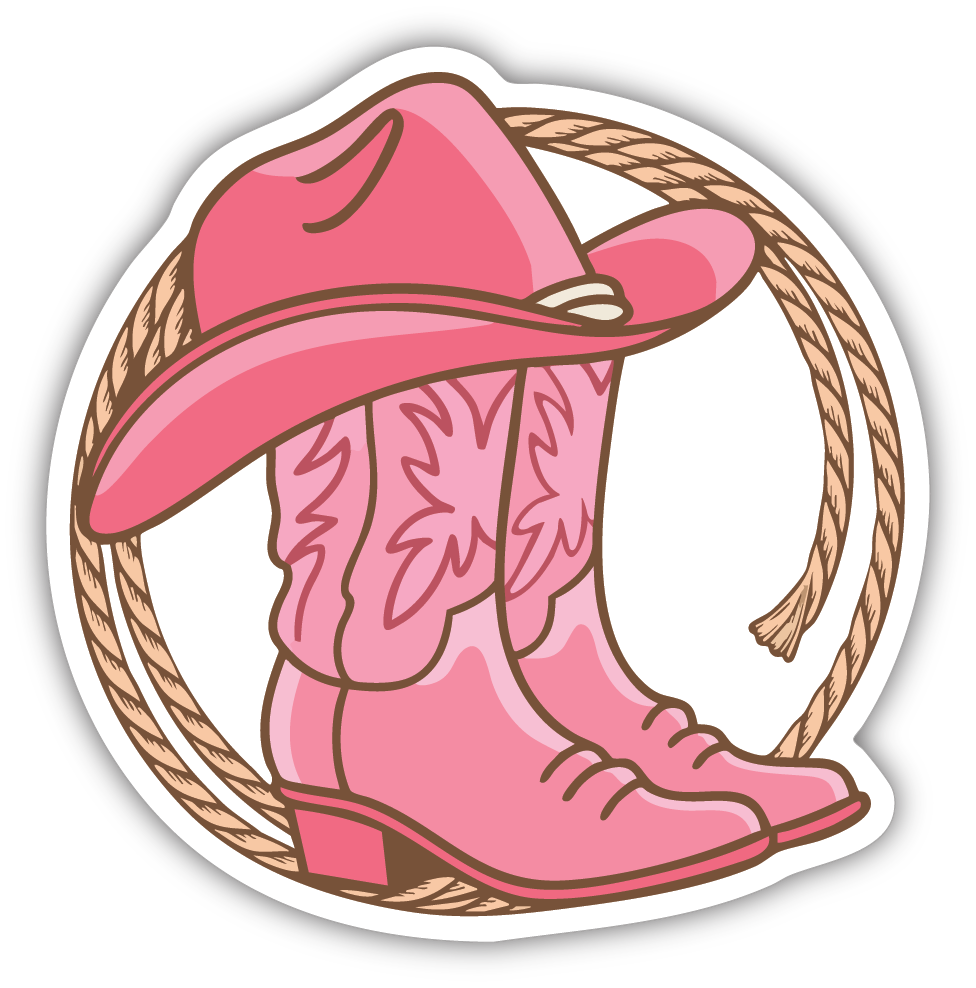 Sticker: Pink Cowgirl Hat and Boots - Pack of 24