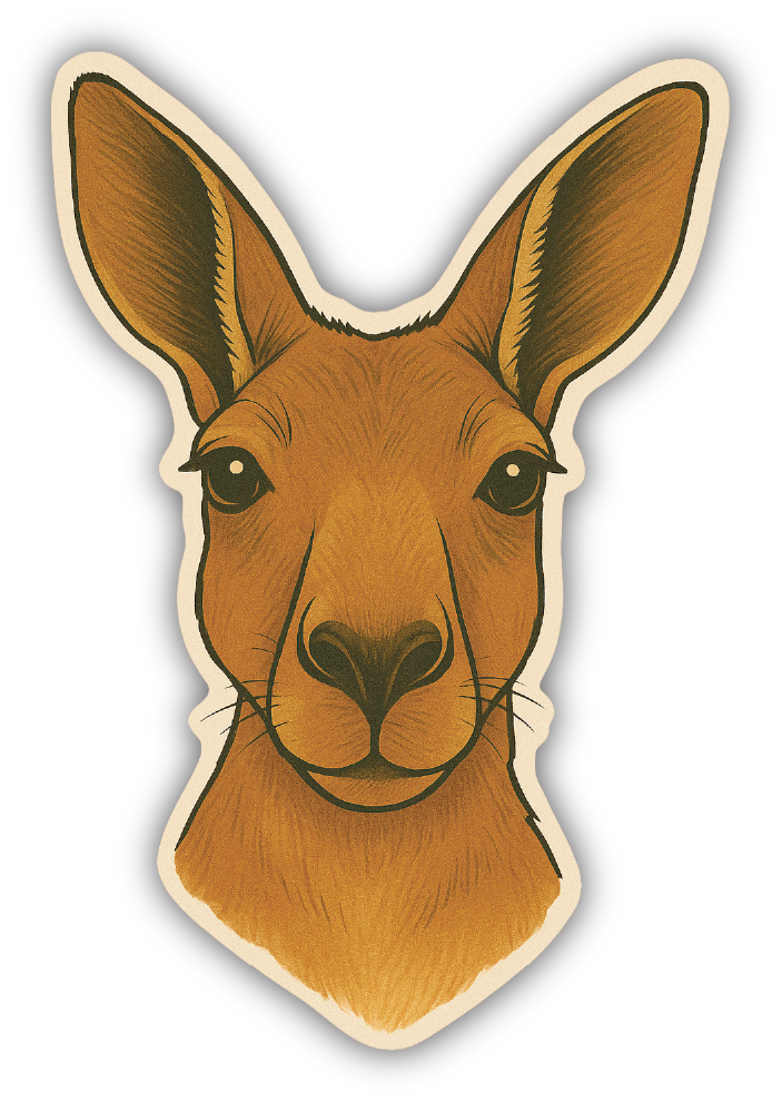 Sticker: Kangaroo Head - Pack of 24