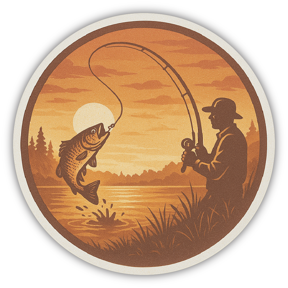 Sticker: Man Fishing on the River - Pack of 24