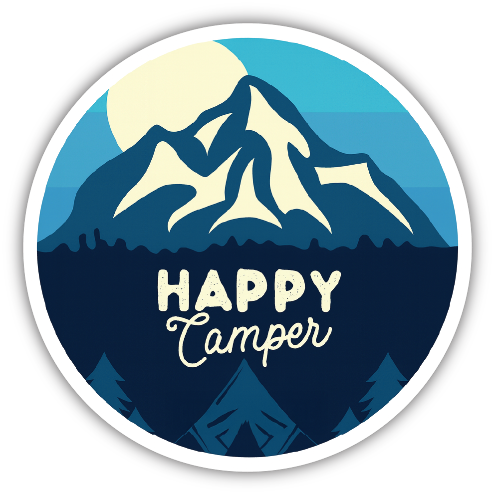 Sticker: Happy Camper - Namedrop - Pack of 24