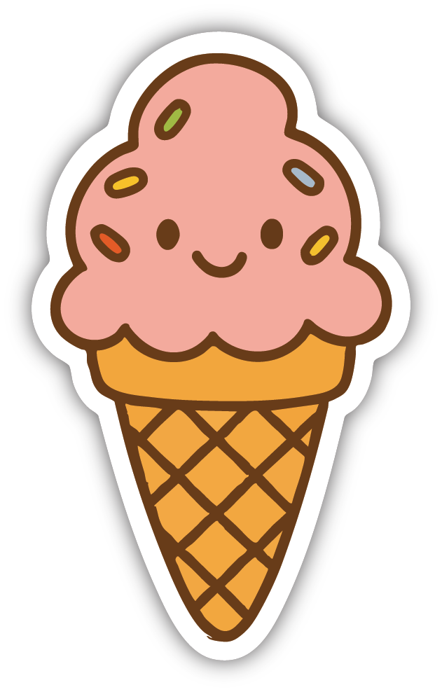 Sticker: Ice Cream Cone - Pack of 24