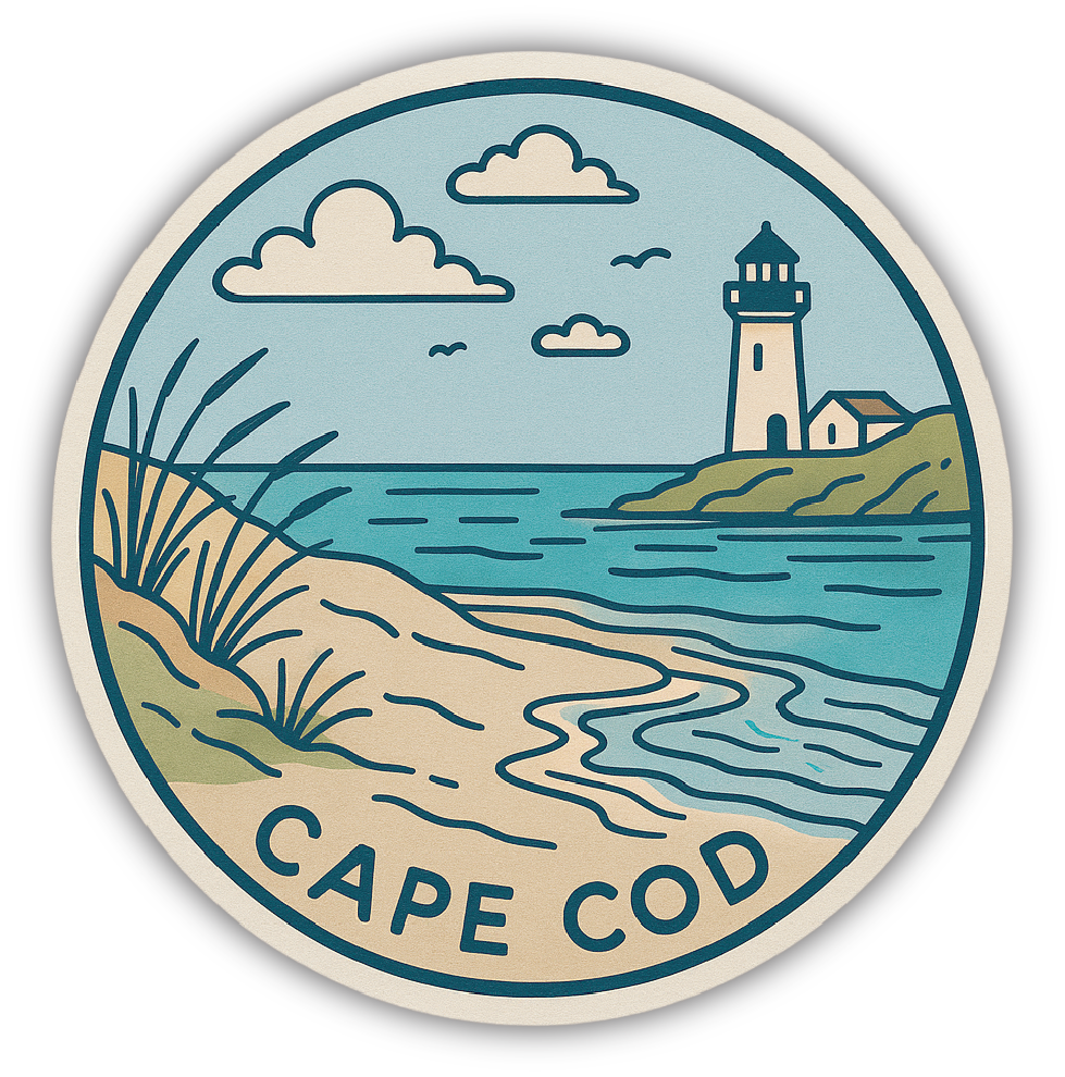 Sticker: Beach Scene, Circle Badge - Pack of 24