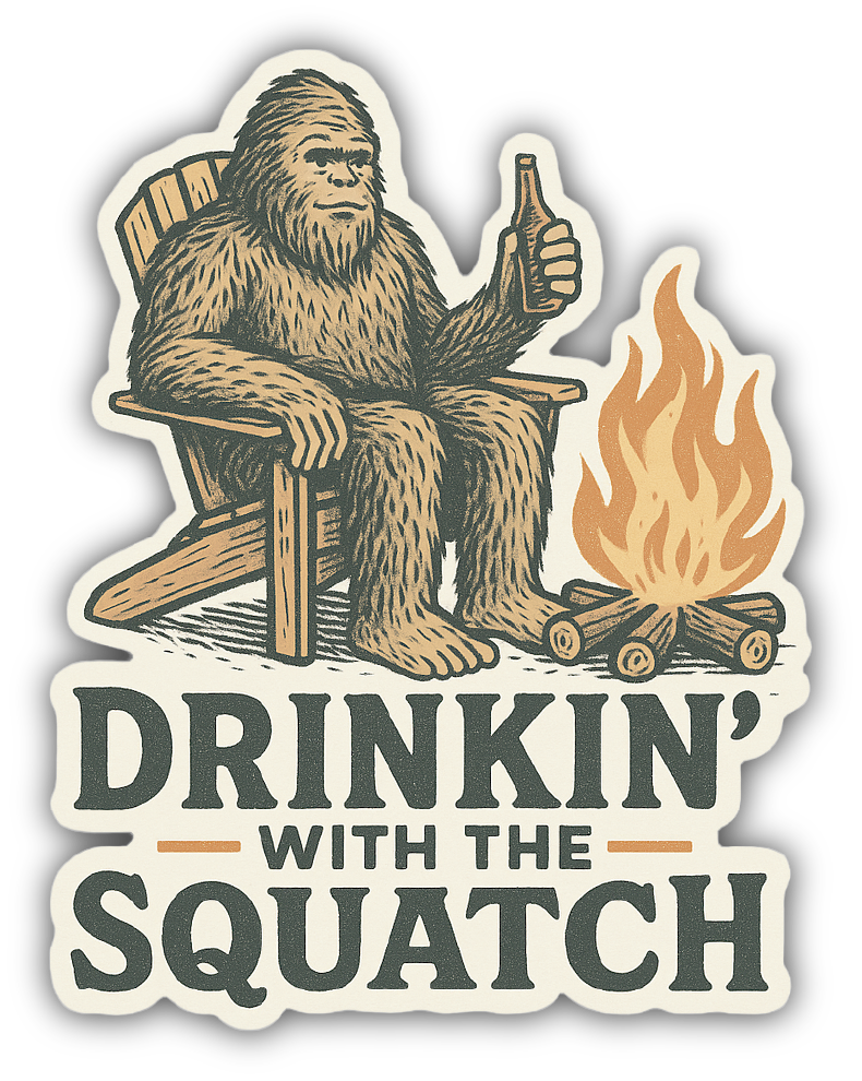 Sticker: Drinking with the Squatch - Pack of 24