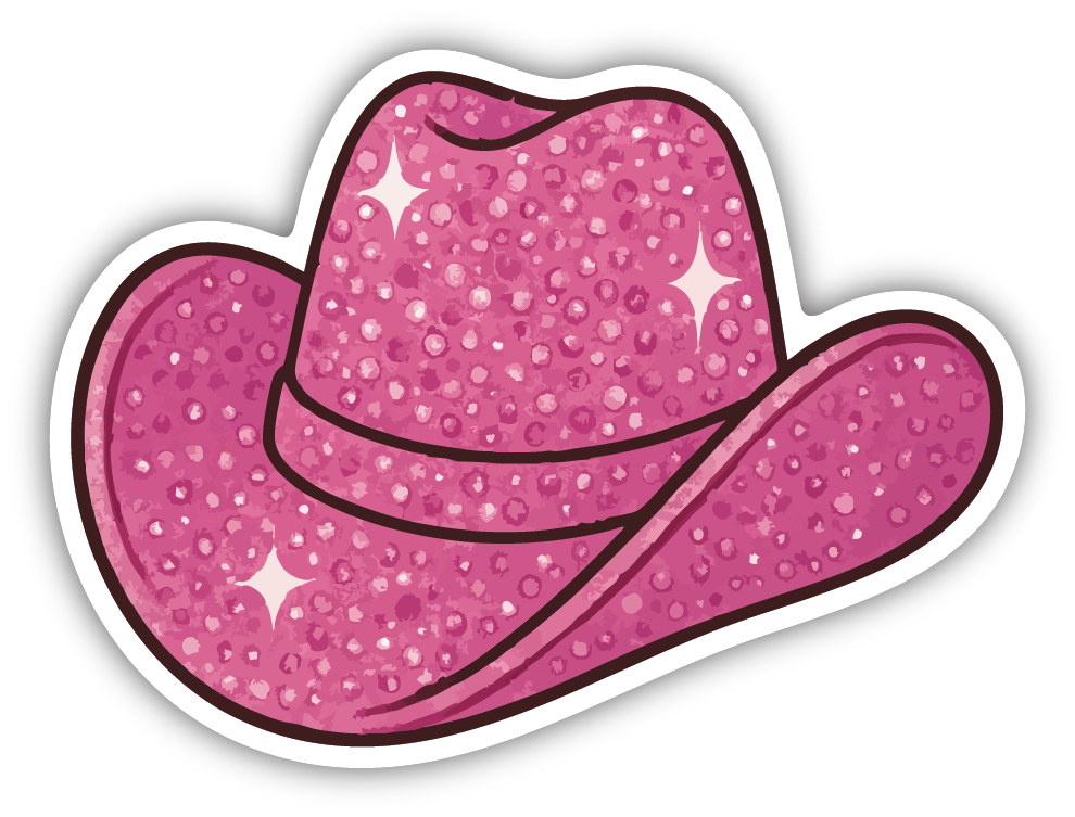 Sticker: Pink Cowgirl Hat - Pack of 24