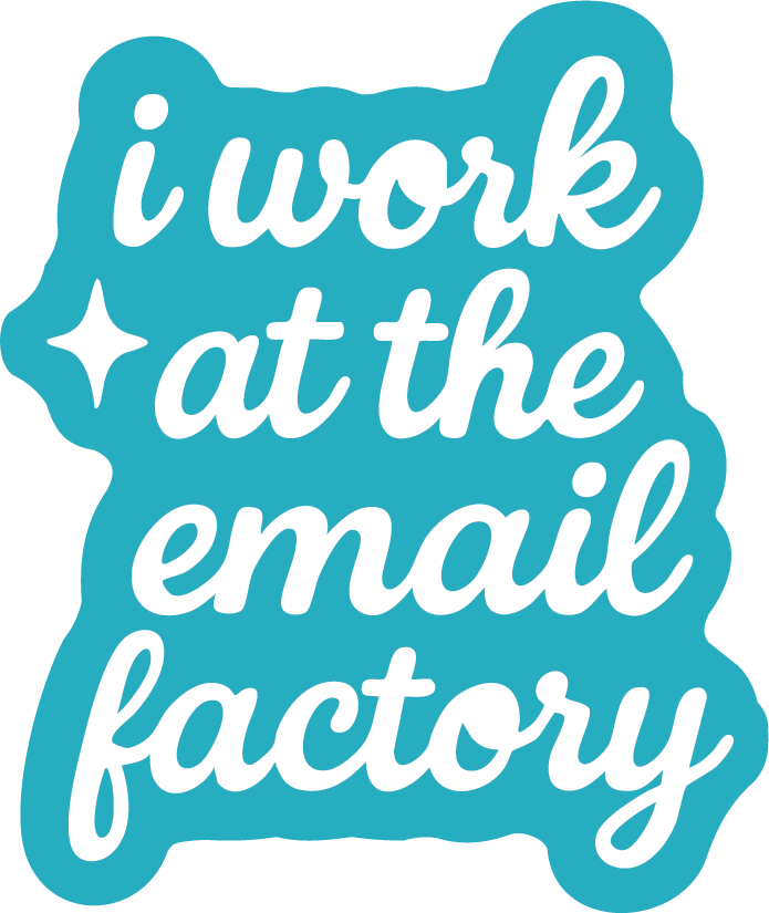 Sticker: I Work at the Email Factory - Pack of 24