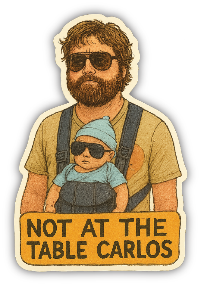 Sticker: Not at the Table Carlos - Pack of 24
