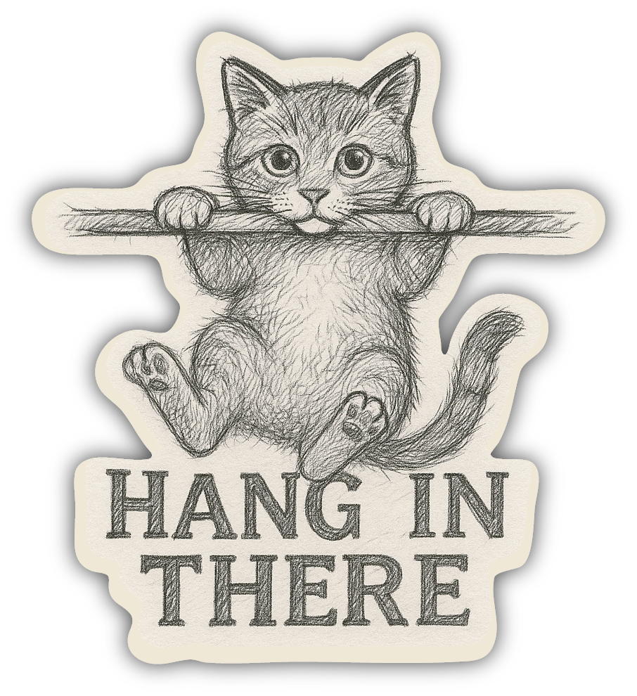 Sticker: Hang in There - Pack of 24