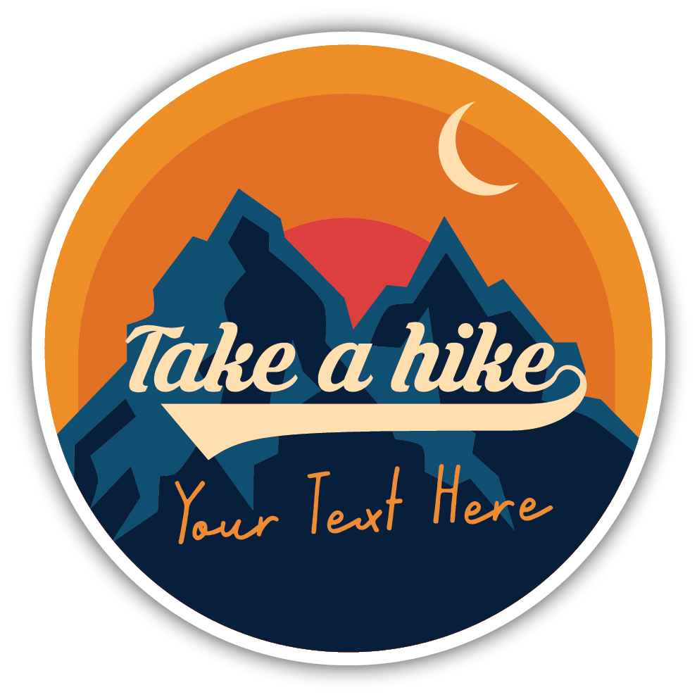 Sticker: Take a Hike with Circle Shape - Namedrop - Pack of 24