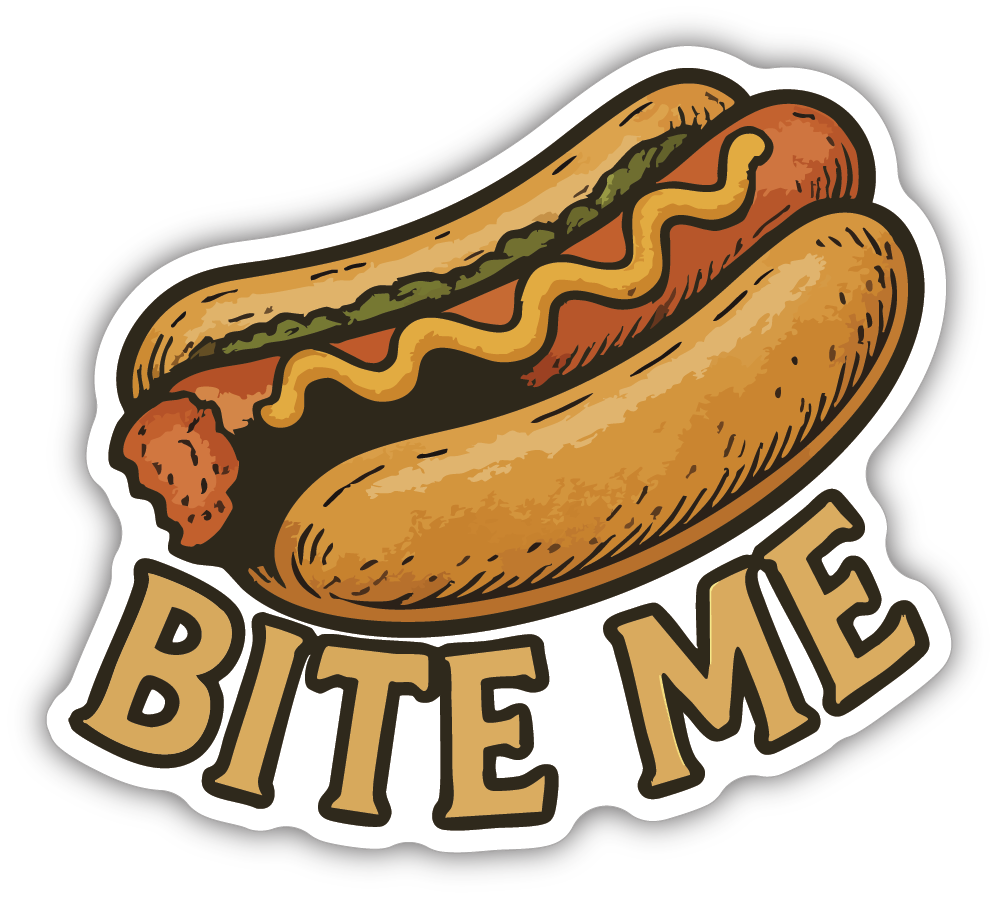 Sticker: Bite Me Hotdog - Pack of 24