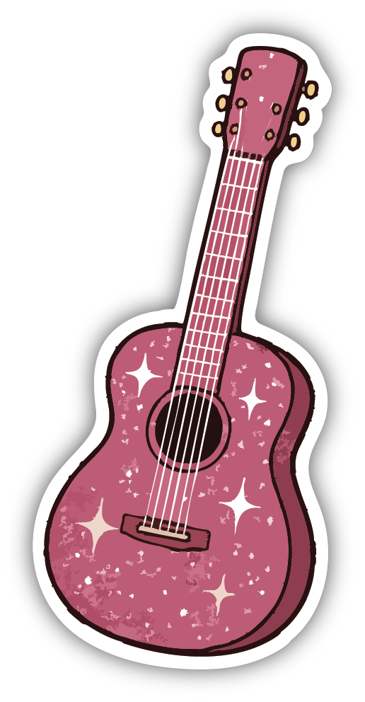 Sticker: Pink Guitar - Pack of 24