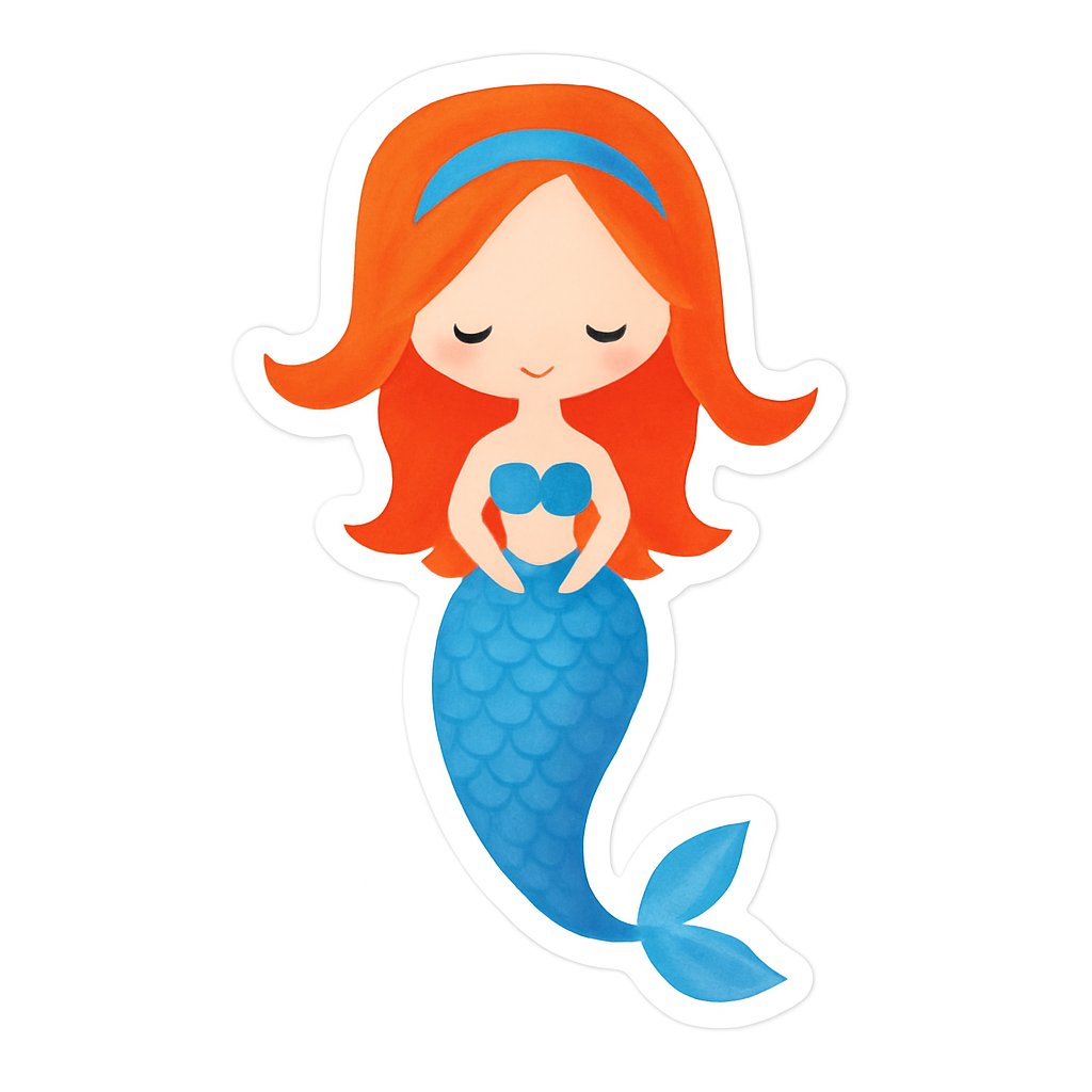 Sticker: Mermaid Blue Tail - Pack of 24