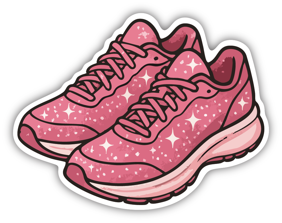 Sticker: Pink Running Shoes - Pack of 24