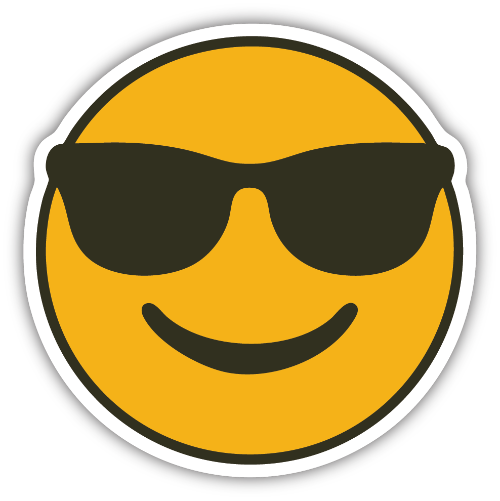 Sticker: Smiley Face with Sunglasses - Pack of 24