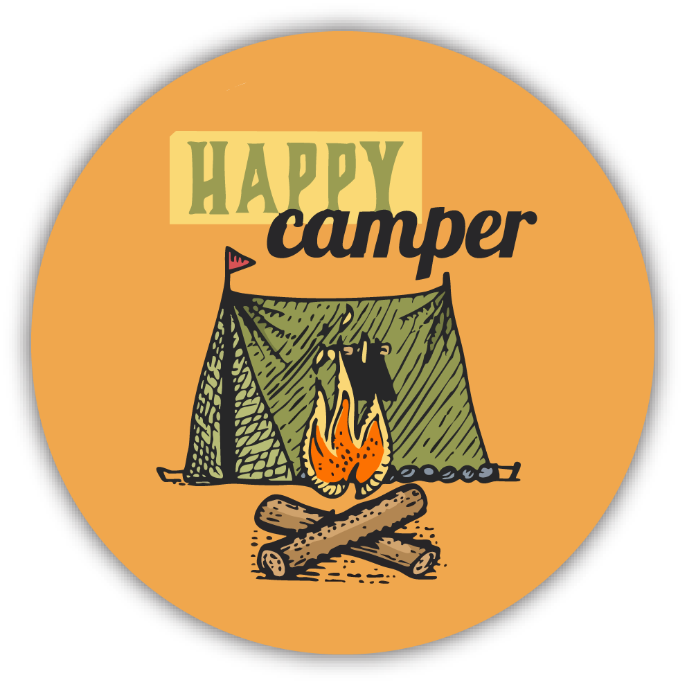 Sticker: Happy Camper - Pack of 24