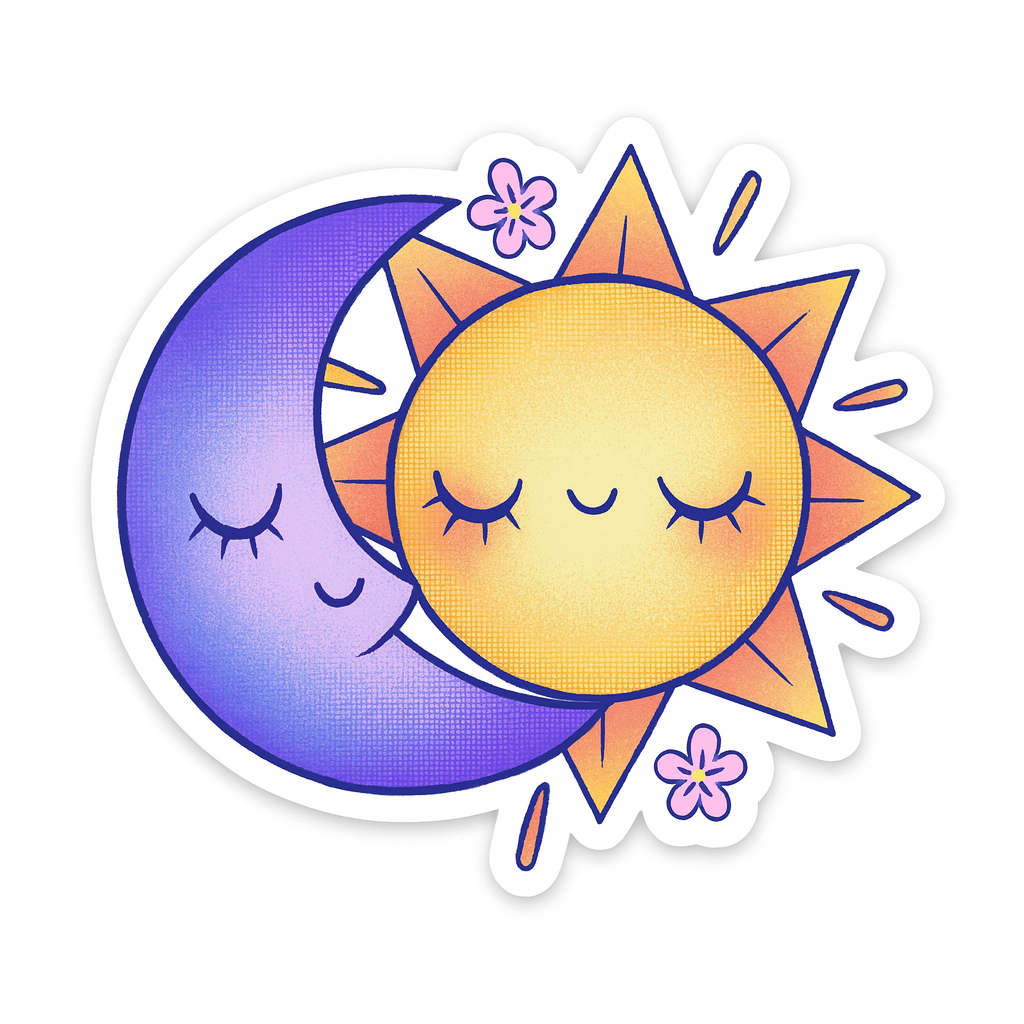 Sticker: Moon and Sun Purple - Pack of 24