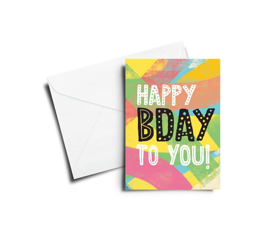 Greeting Card: Happy BDay - Multicolor Texture - Pack of 6