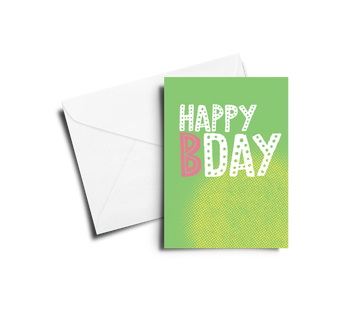 Greeting Card: Happy BDay - Green - Pack of 6
