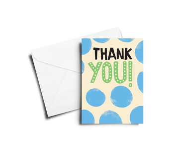 Greeting Card: Thank You - Blue Dots - Pack of 6