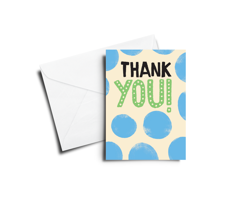 Greeting Card: Thank You - Blue Dots - Pack of 6